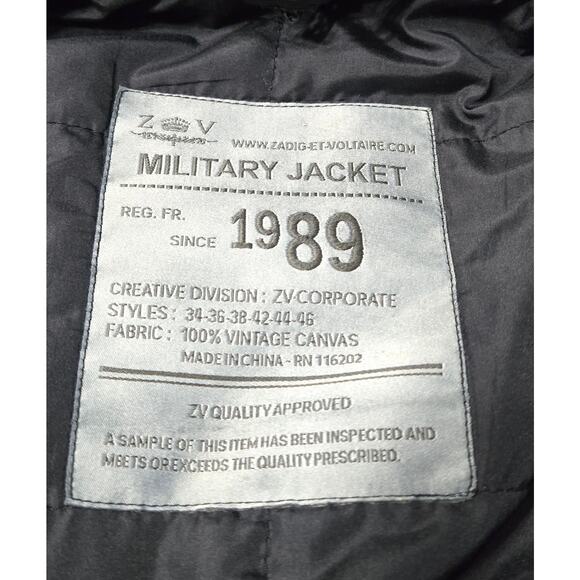 Zadig & Voltaire Sz Medium Womens Black Military Jacket - Picture 2 of 9